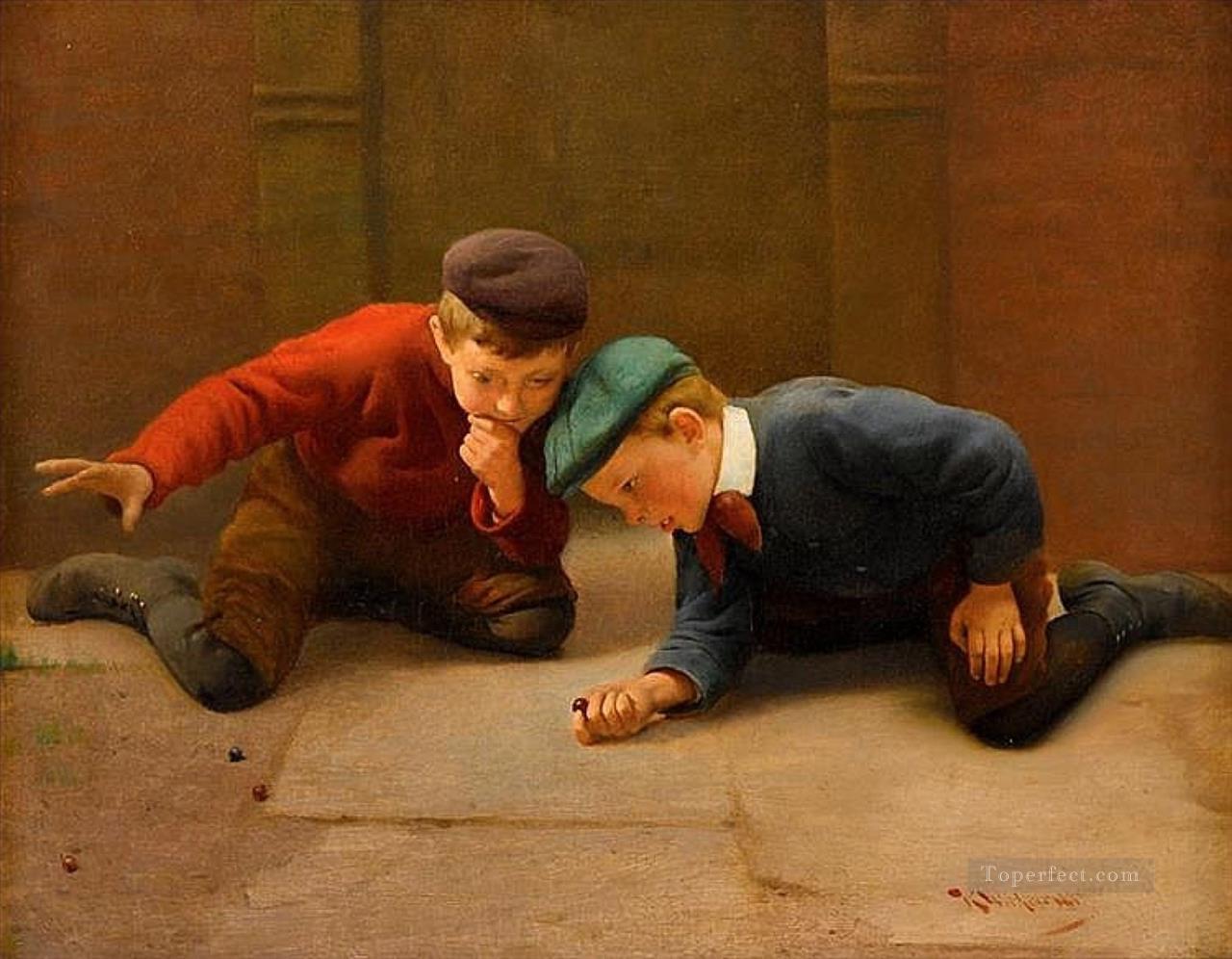 Game of Marbles Karl Witkowski Oil Paintings